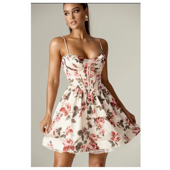 Alieva Altha Corset Italian Rose Floral Print Mini Dress Medium / M - Picture 4 of 11